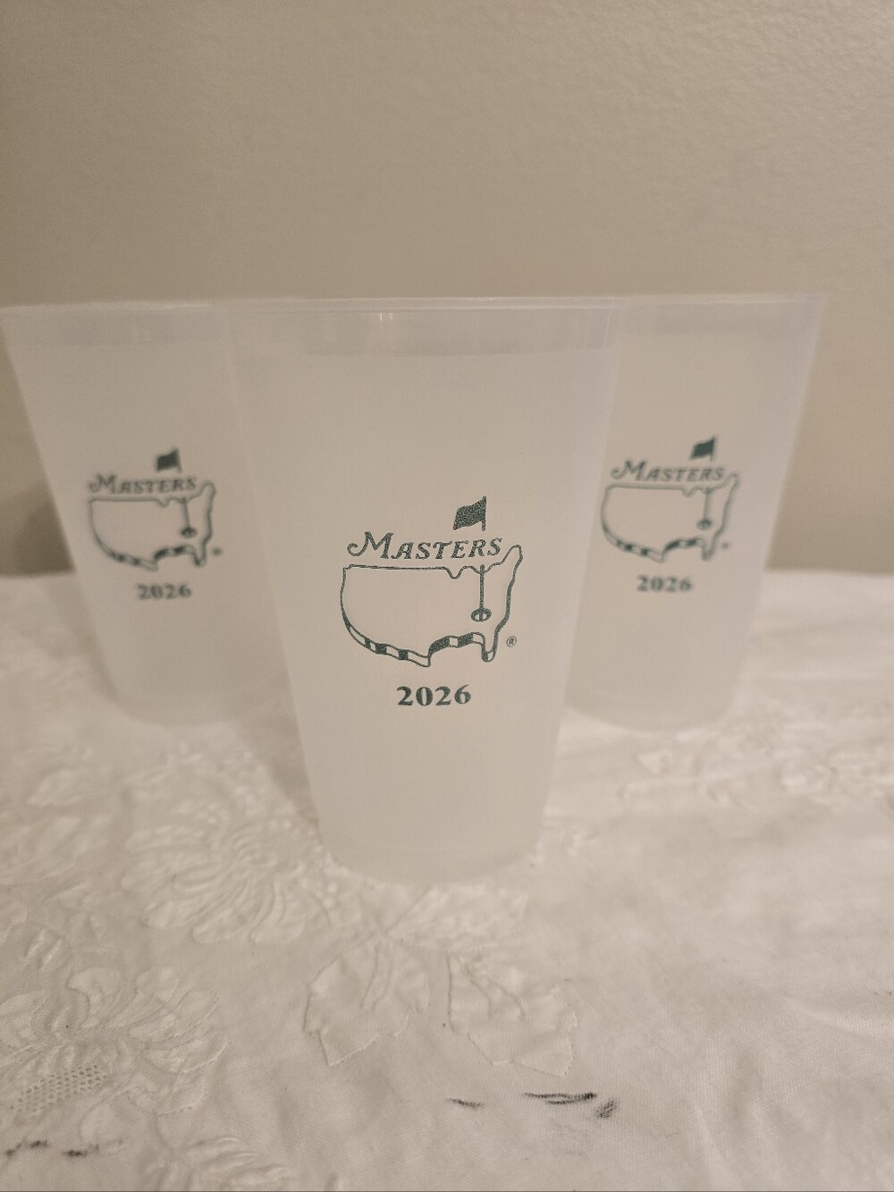 Set Of 3 Official Masters Frosted Cup with Green Logo - 2026
